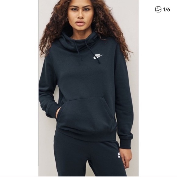Nike Black Fleece Funnel‎ Neck Sweatshirt Womens Size Large - Picture 1 of 3